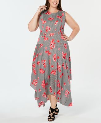 Floral Handkerchief Hem Dress